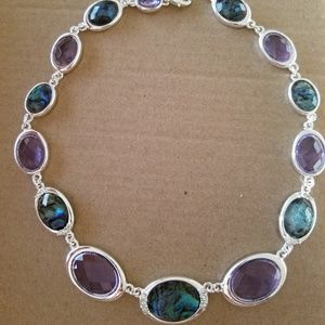 Abalone statement  Necklace One Size Silver tone